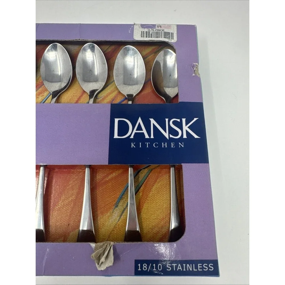 Dansk Silhoutte Iced Tea Ice Beverage Spoons Stainless Steel Flatware Set of 6